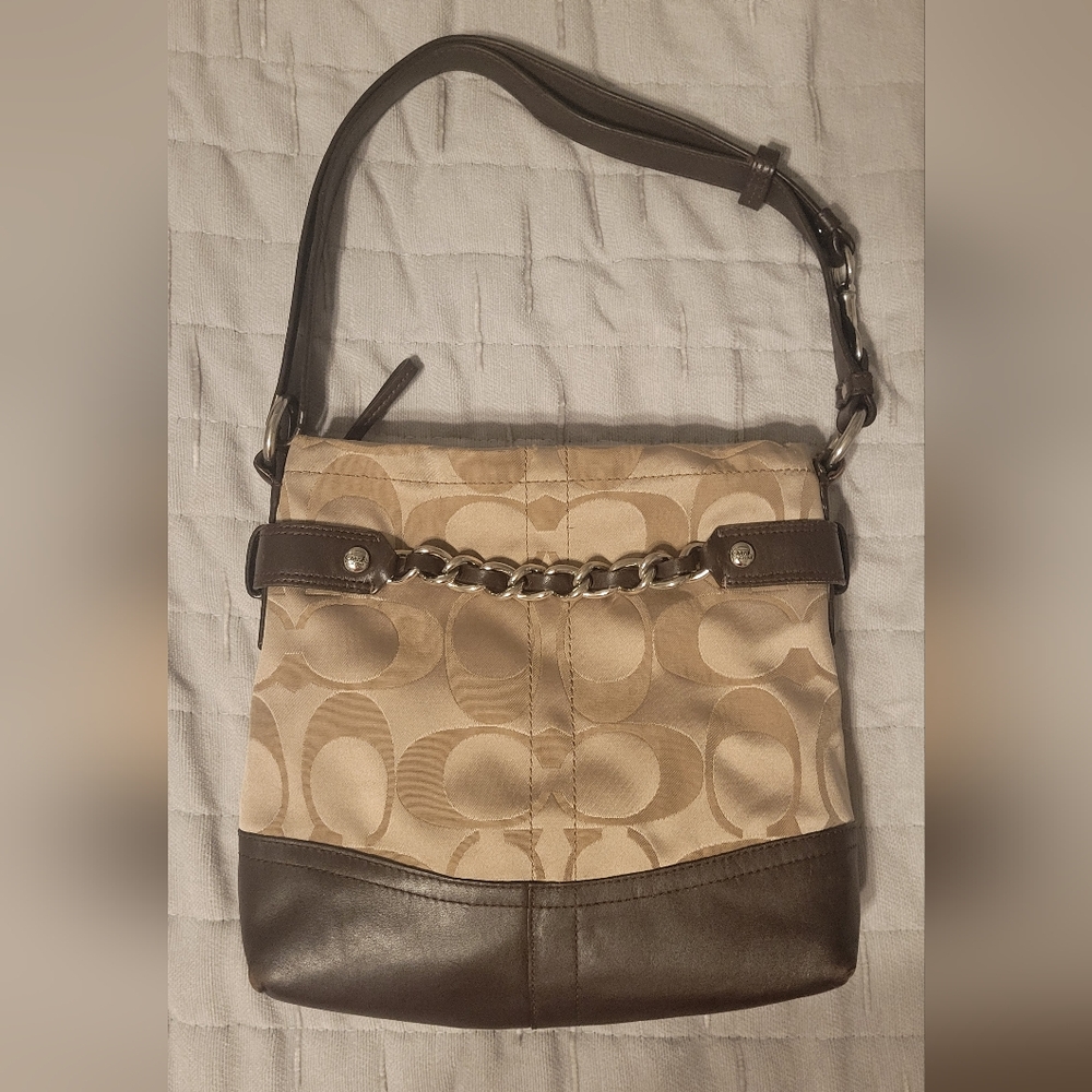 Coach Tan and Brown Shoulder Bag